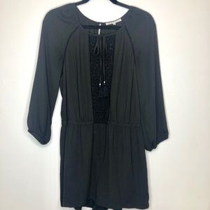 Black Romper with lace detail and elastic waist